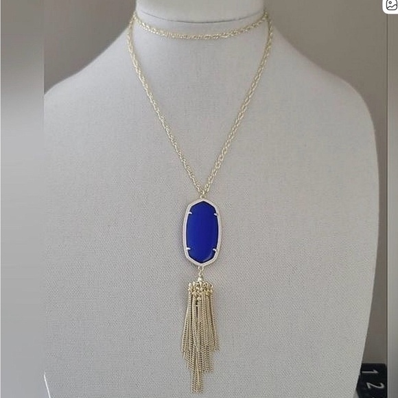 Kendra Scott Necklace Rayne Gold Plated Blue Pendant Tassel Necklace #549 & 550 - Picture 2 of 8